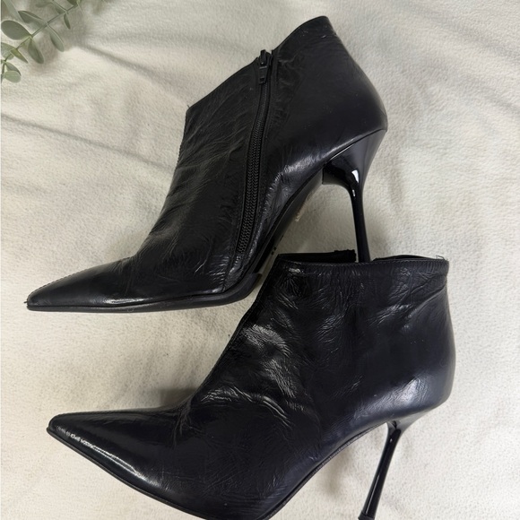 Le Château Luxe Black Leather Stiletto Ankle Boots Made in Italy Size 38 - Picture 2 of 14